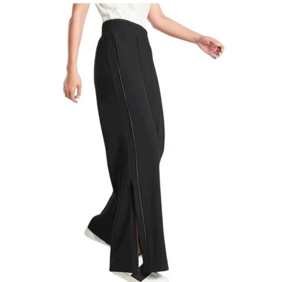 ATHLETA METROPOLIS WIDE LEG HIGH RISE PANTS ZIPPERED VENT HEM ELASTIC WAIST sz 6 - Picture 1 of 7